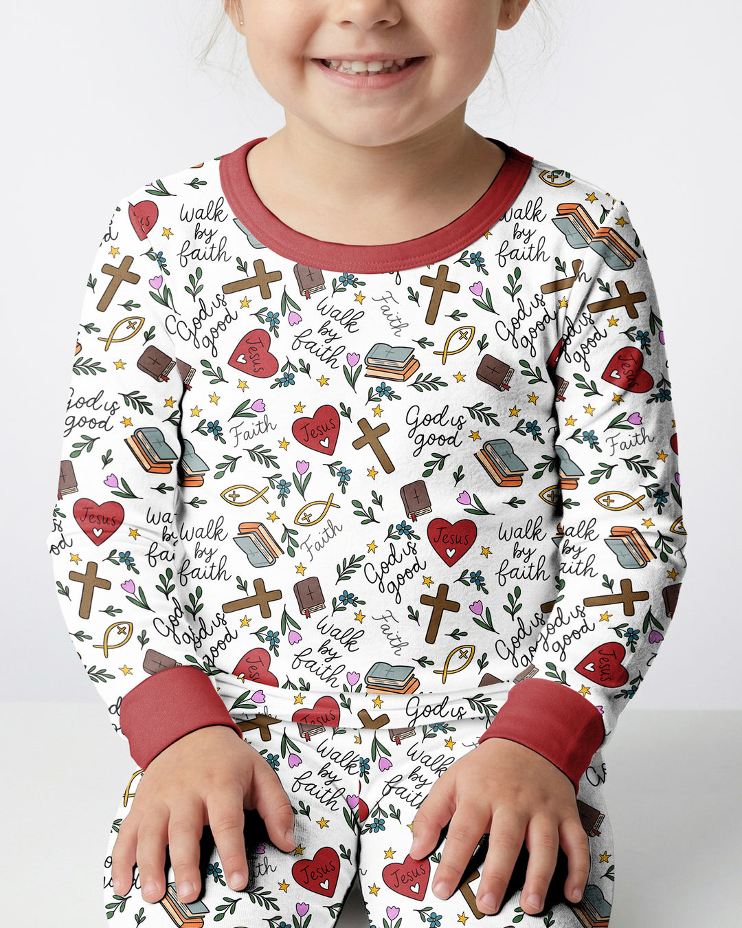 Love Jesus God Is Good Bamboo Two Piece Long Sleeve Pajama Set
