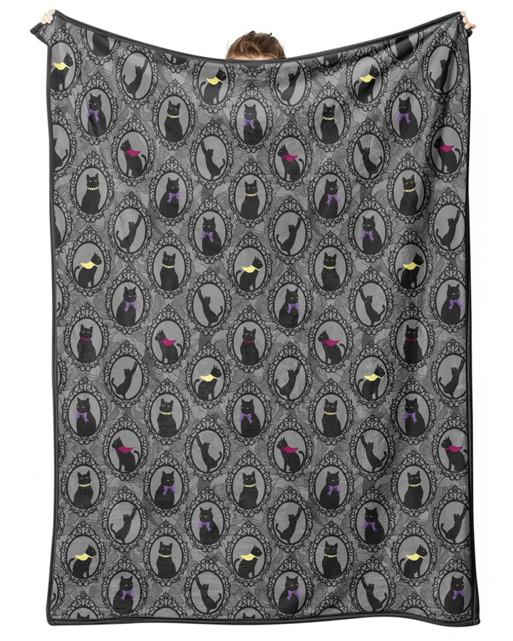Midnight Cat Parade Bamboo Blanket