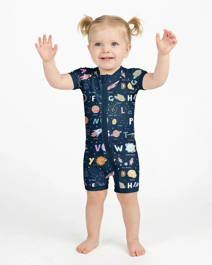 Space Alphabet Bamboo Shorty Zippy