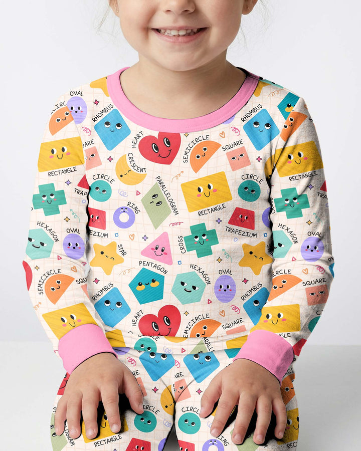 Happy Shape Squad Family Matching Bamboo Two Piece Long Sleeve Pajama Set