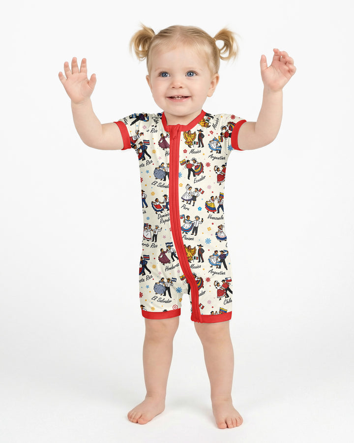 Hispanic Traditional Folkloric Dress Bamboo Shorty Zippy