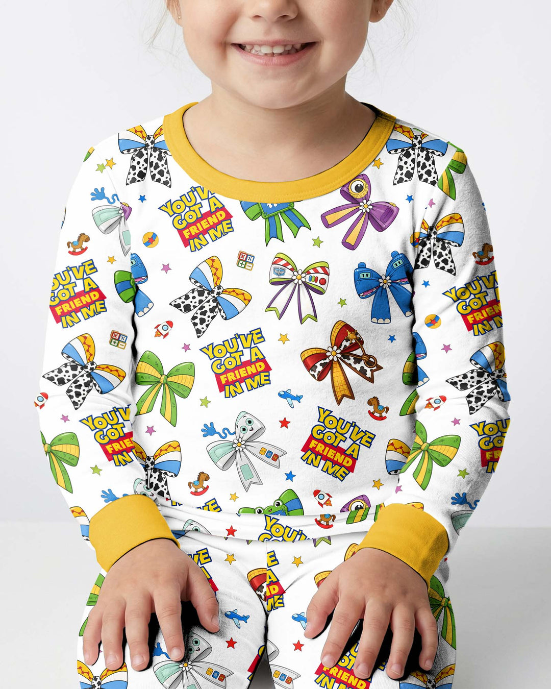 Magical Mirror Bow Bamboo Two Piece Long Sleeve Pajama Set