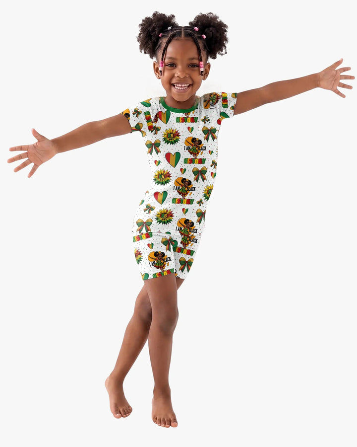Juneteenth Girl I Am Black History Bamboo Two Piece Short Sleeve Shorts Pajama Set