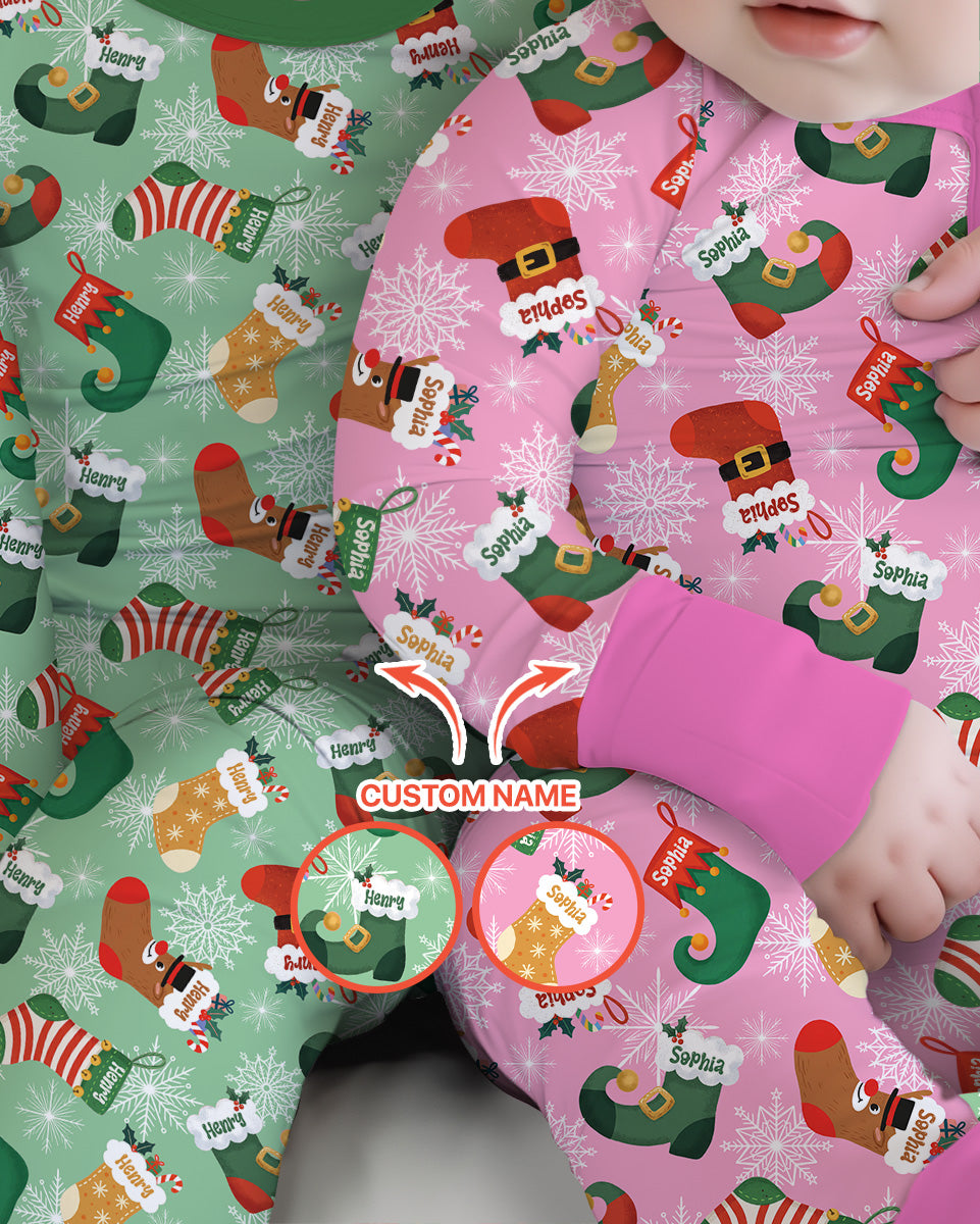 Personalize Christmas Crew Family Matching  Bamboo Convertible Zippy
