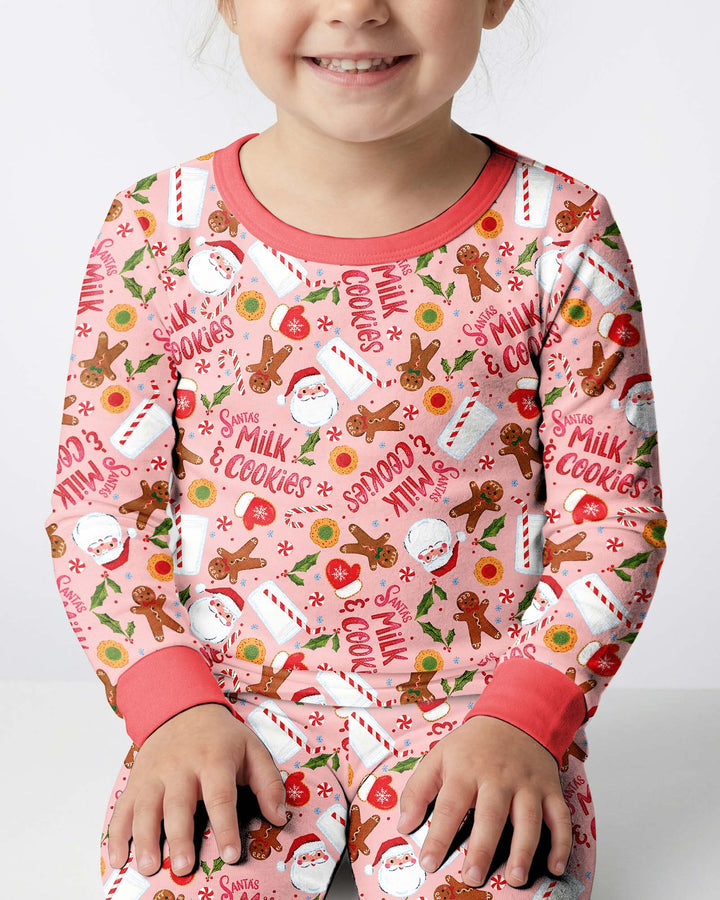 Santas, Milk and Cookies Bamboo Two Piece Long Sleeve Pajama Set