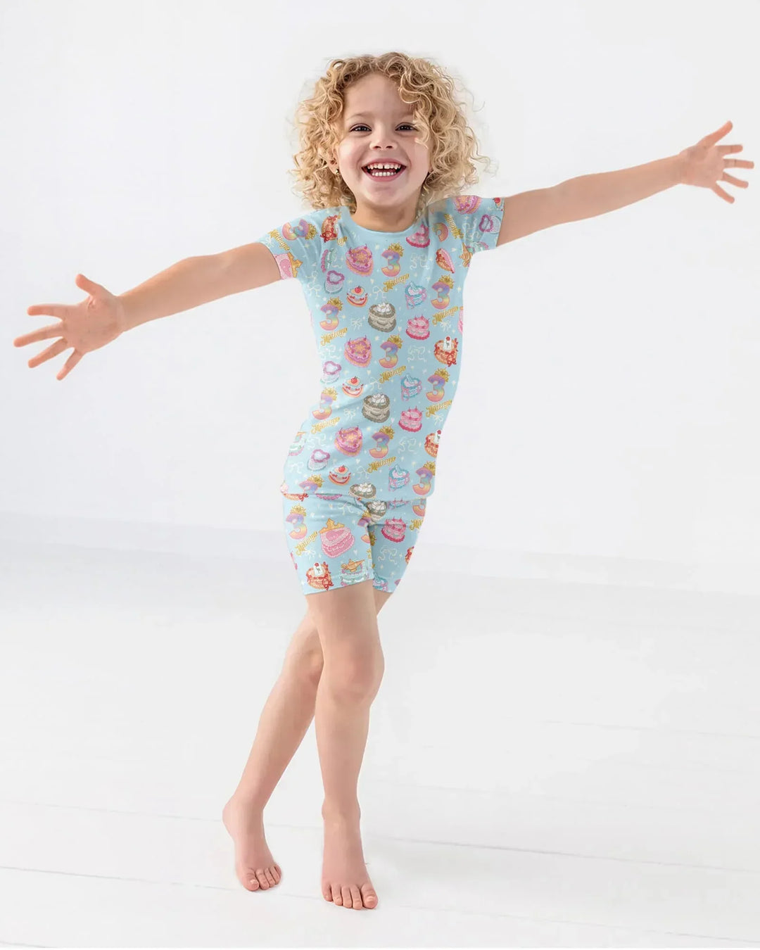 Custom Princess Baby Birthday Bamboo Two Piece Short Sleeve Shorts Pajama Set