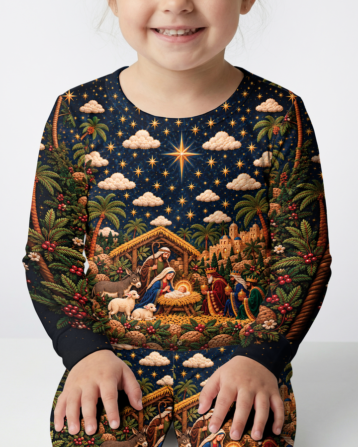 O Holy Night Family Matching Bamboo Two Piece Long Sleeve Pajama Set