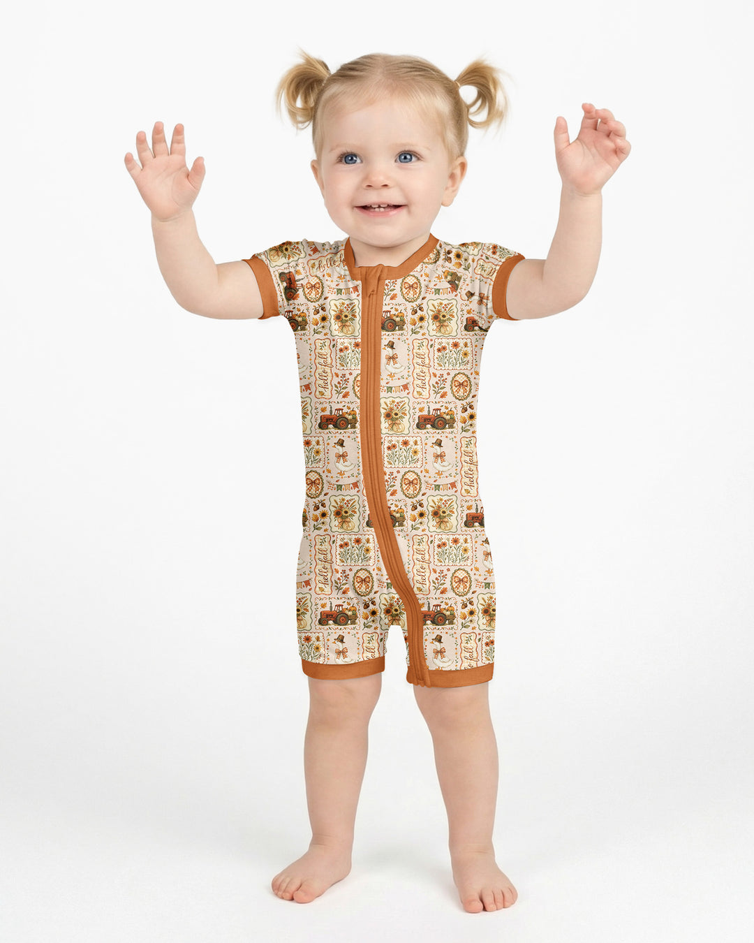Farmhouse Fall Goose Family Matching Bamboo Shorty Zippy
