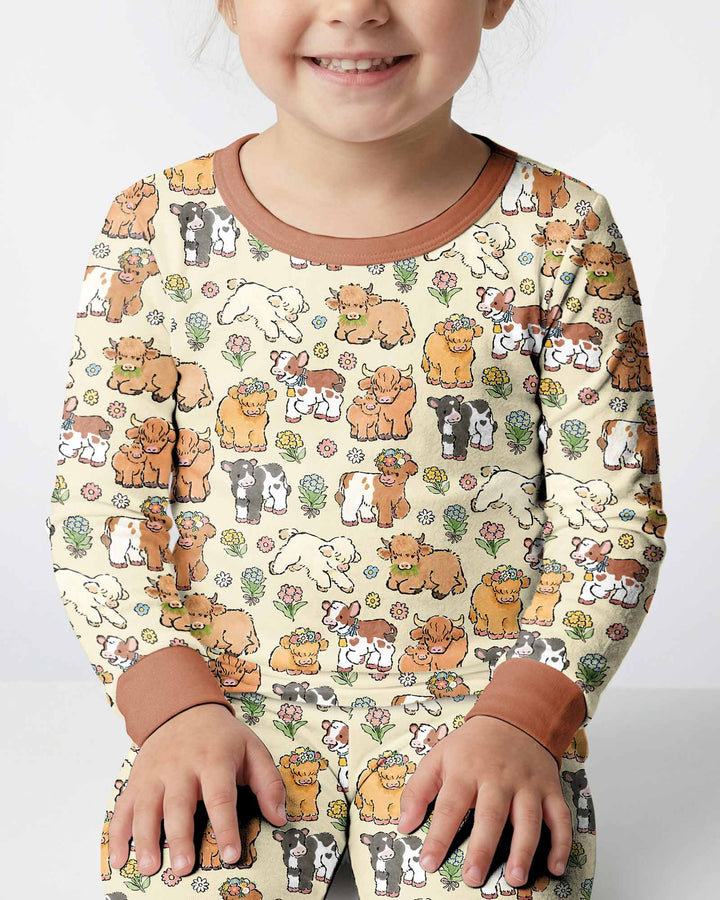 Little Highland Friends Bamboo Two Piece Long Sleeve Pajama Set