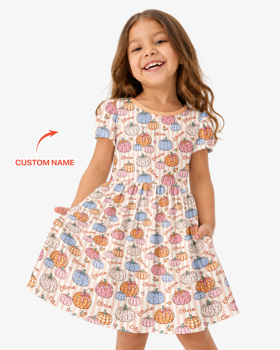 Custom Name Pumpkin Patch Bamboo Twirl Dress