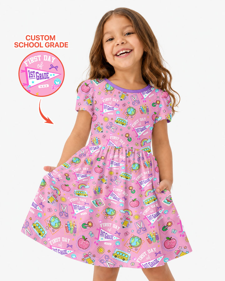Custom Grade Girls School First Day Bamboo Twirl Dress