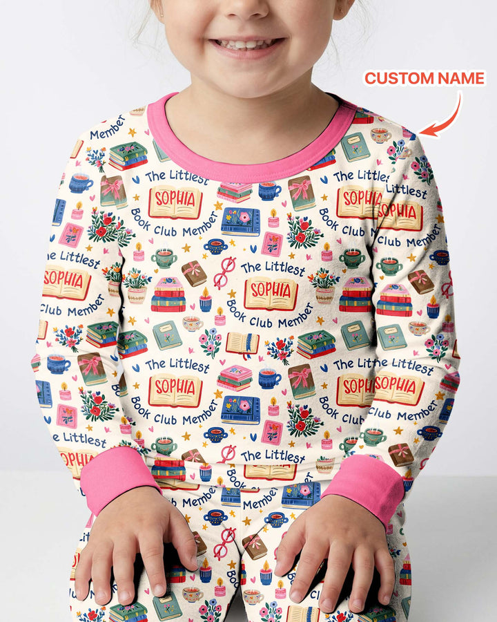 The Littlest Book Club Member Custom Name Bamboo Two Piece Long Sleeve Pajama Set