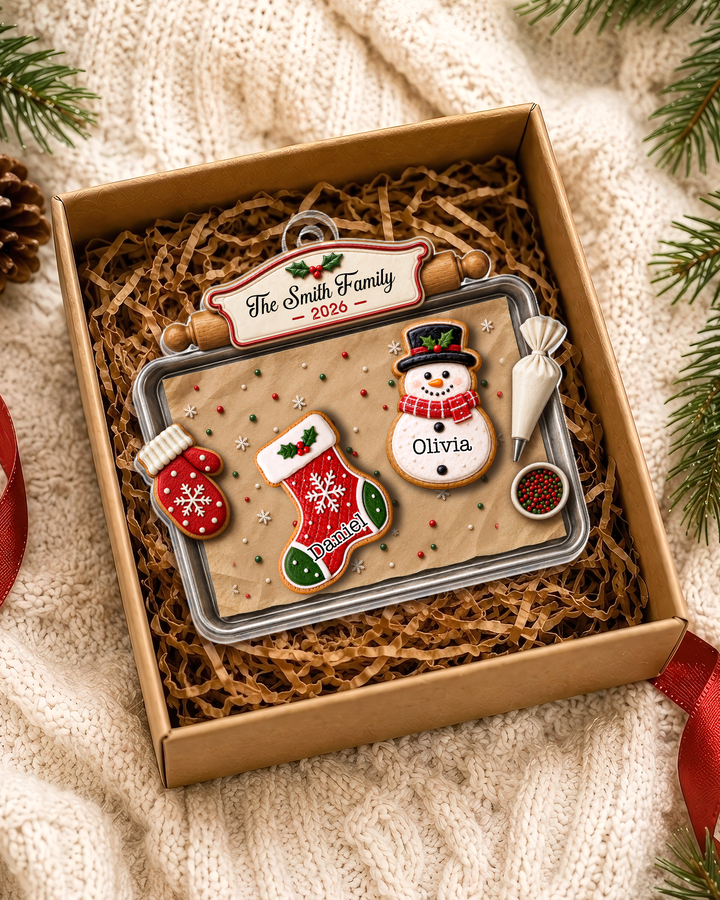 Gingerbread Cookie Family - Personalized Acrylic Ornament