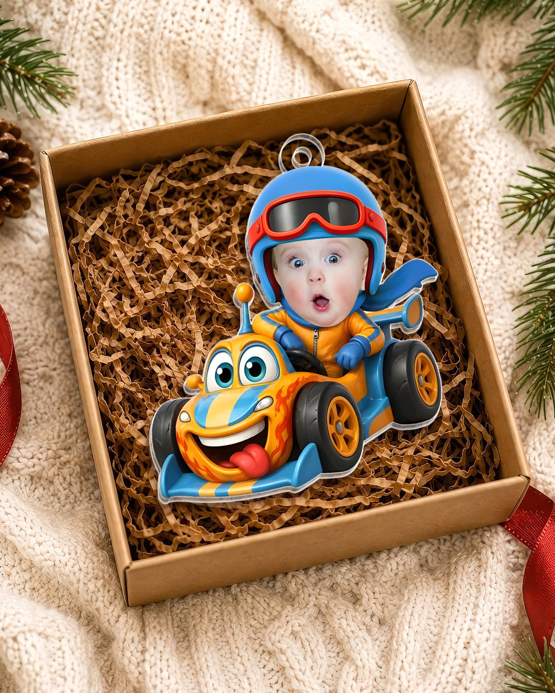 Little Speedster Personalized 1-Side Photo Acrylic Ornament