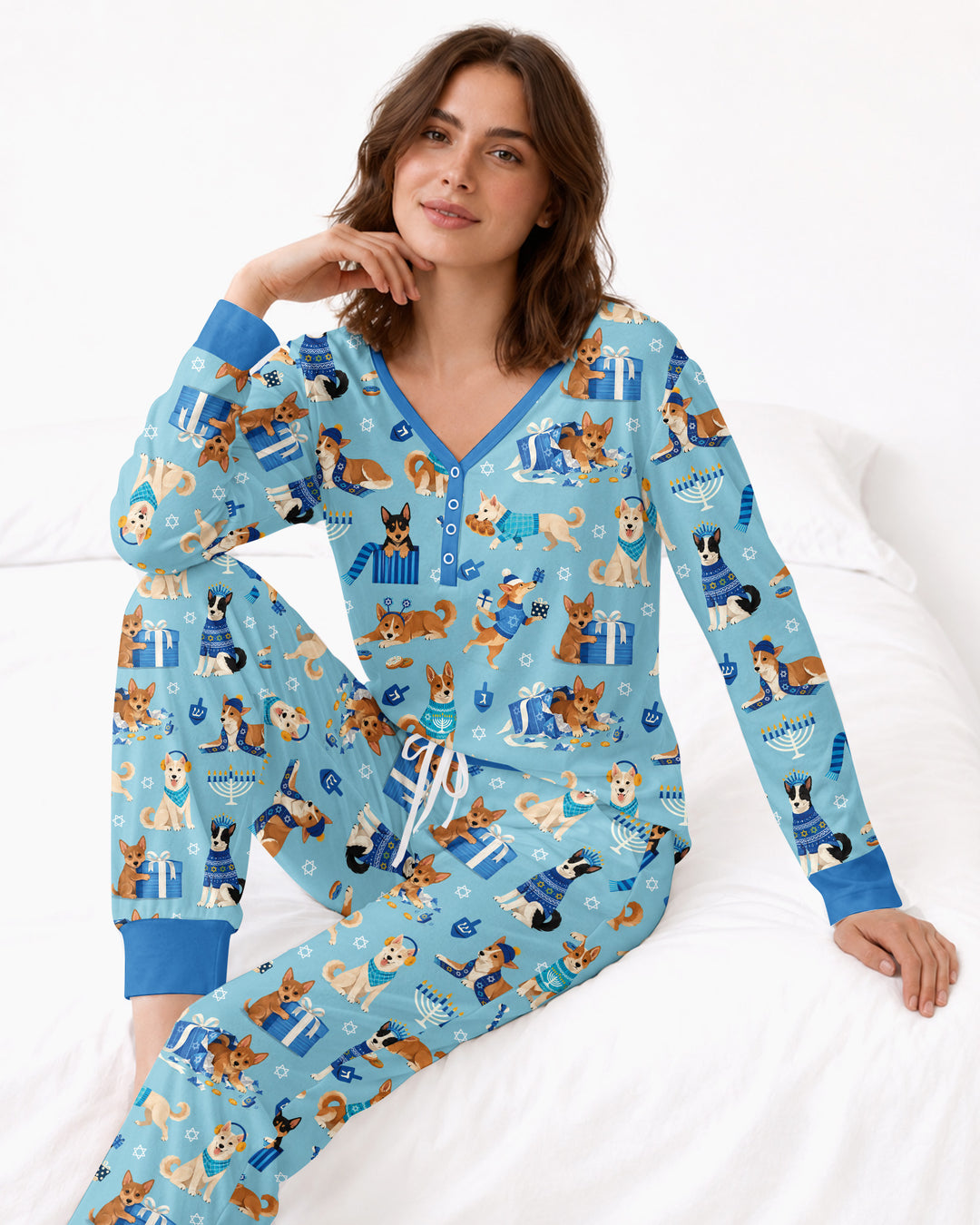 Hannukkah Protected by A Canaan Dog Bamboo Women Pajama Set