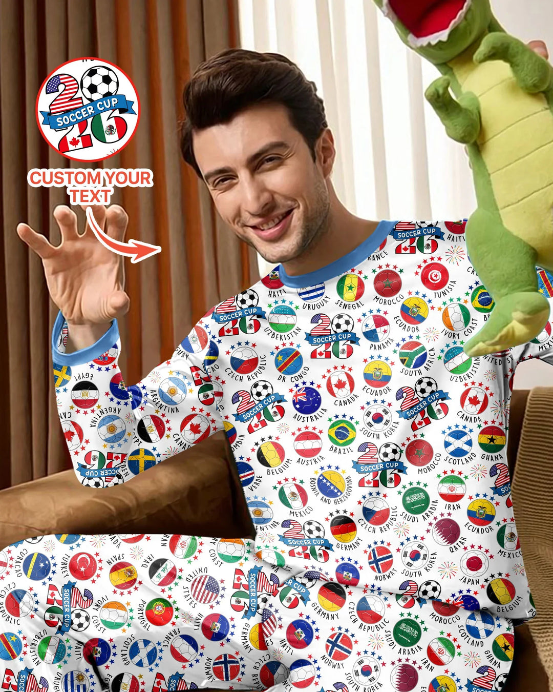 The World Plays Here 2026 Soccer Tour Bamboo Men's Pajama Set