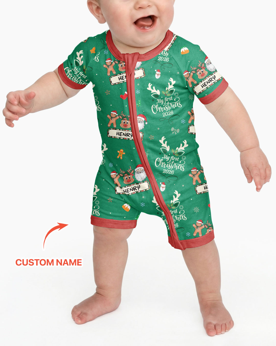 Custom Name Merry Christmas My Deer 2026 Bamboo Shorty Zippy