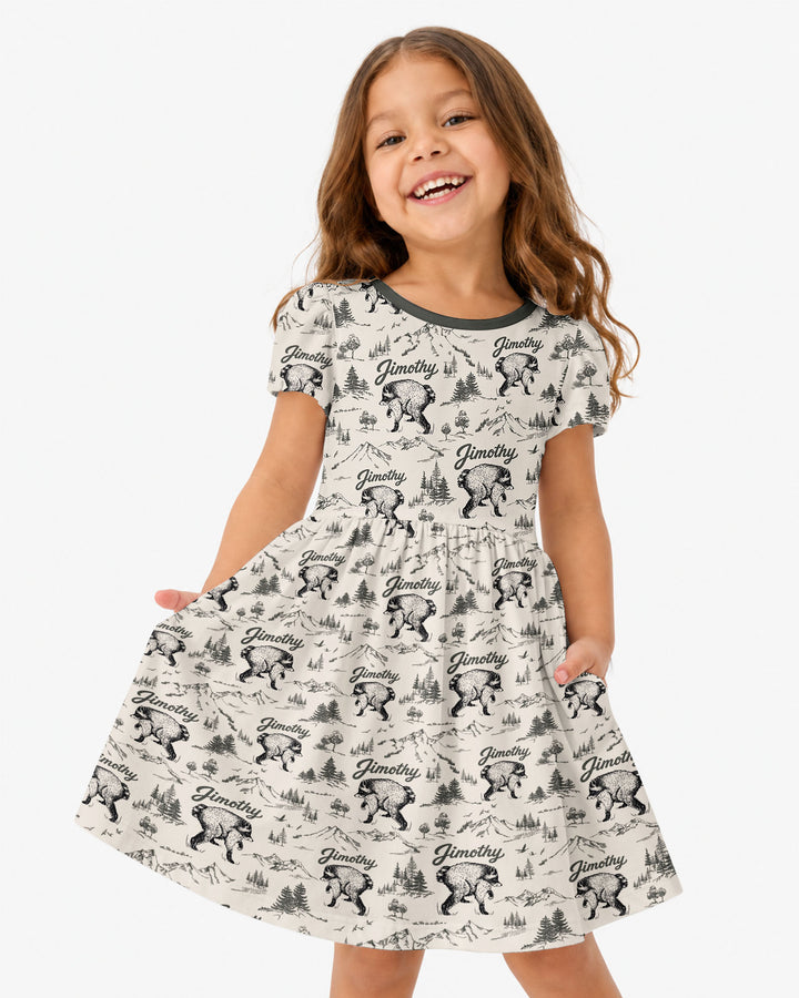 Vintage Jimothy Racoon Family Matching Bamboo Twirl Dress