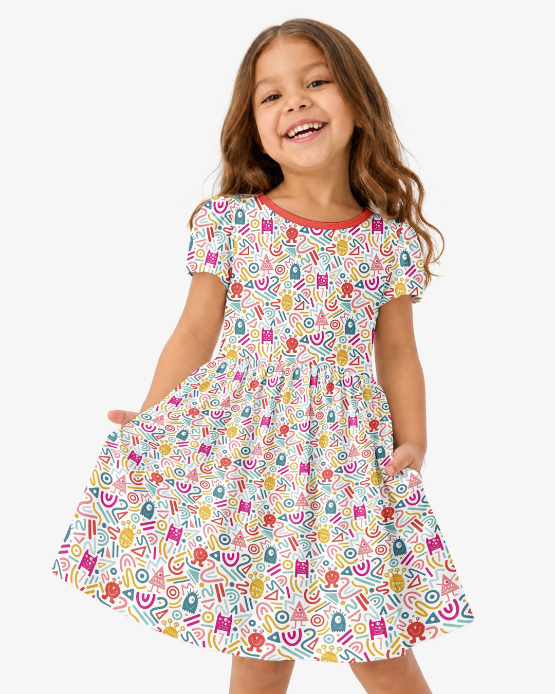Rainbow Monster Party Bamboo Twirl Dress