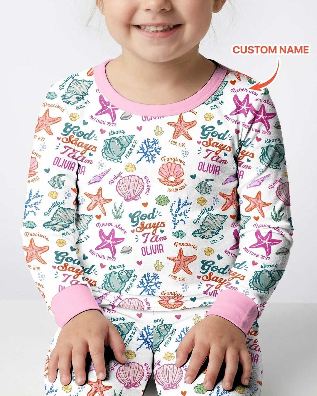Coastal God Says I Am Custom Name Bamboo Two Piece Long Sleeve Pajama Set