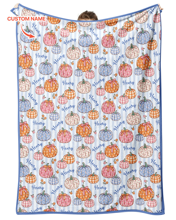 Custom Name Pumpkin Patch Bamboo Blanket