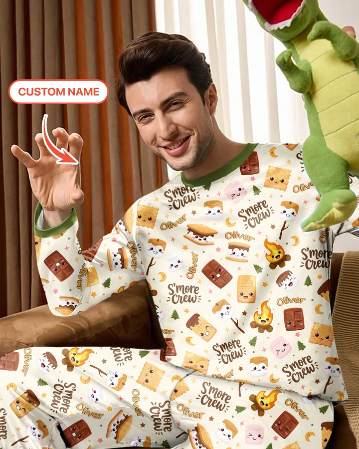 Custom Name Kawaii S'more Crew Family Matching Bamboo Men's Pajama Set