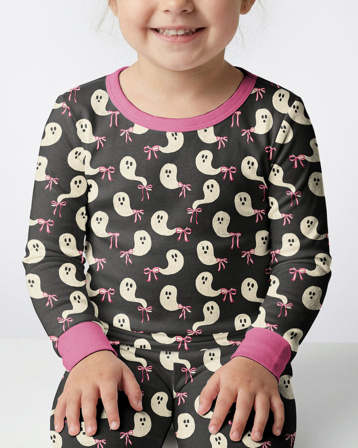 Little Ghosts Bamboo Two Piece Long Sleeve Pyjamas Set For Halloween