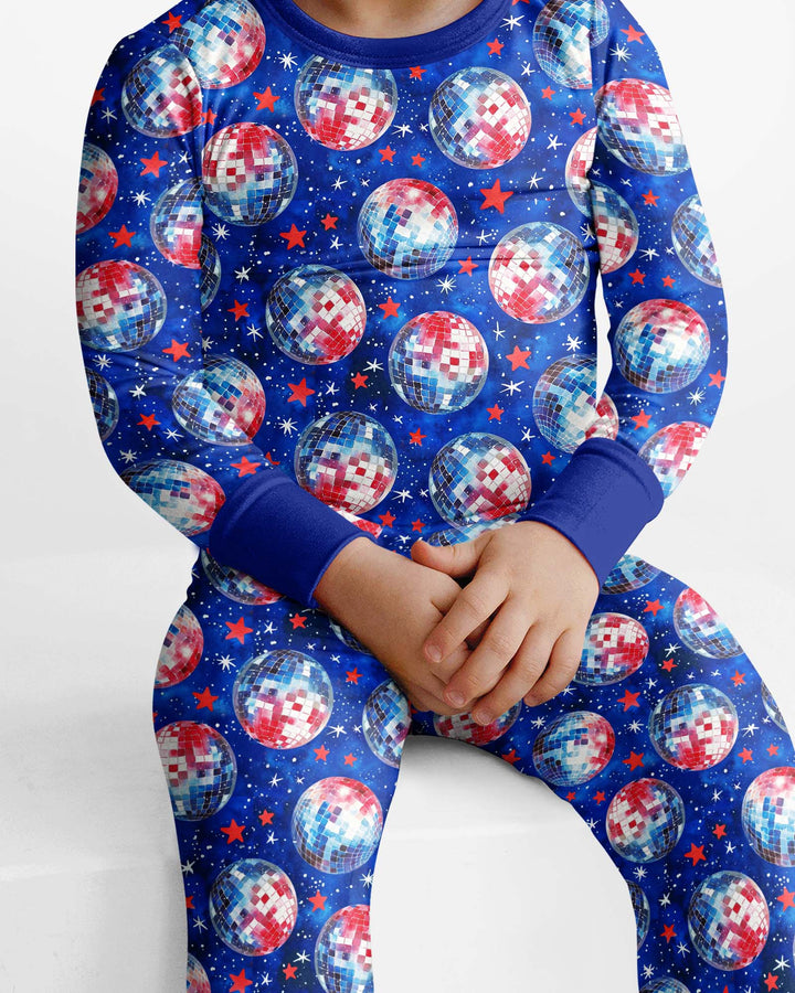 USA Disco Balls Bamboo Two Piece Long Sleeve Pajama Set