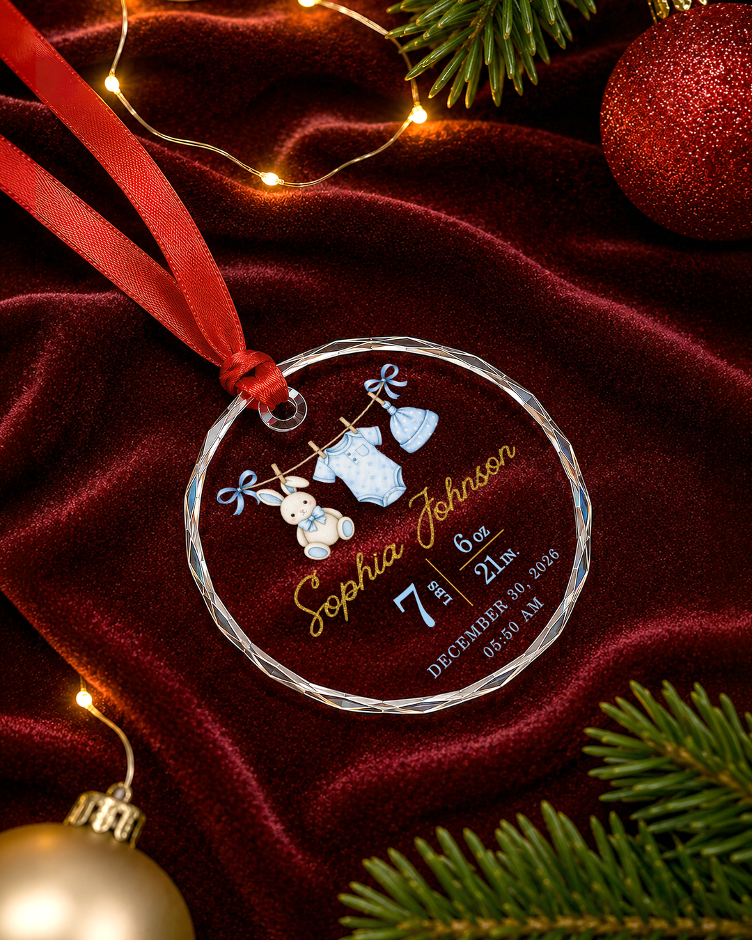 Baby First Christmas Personalized Glass Ornament