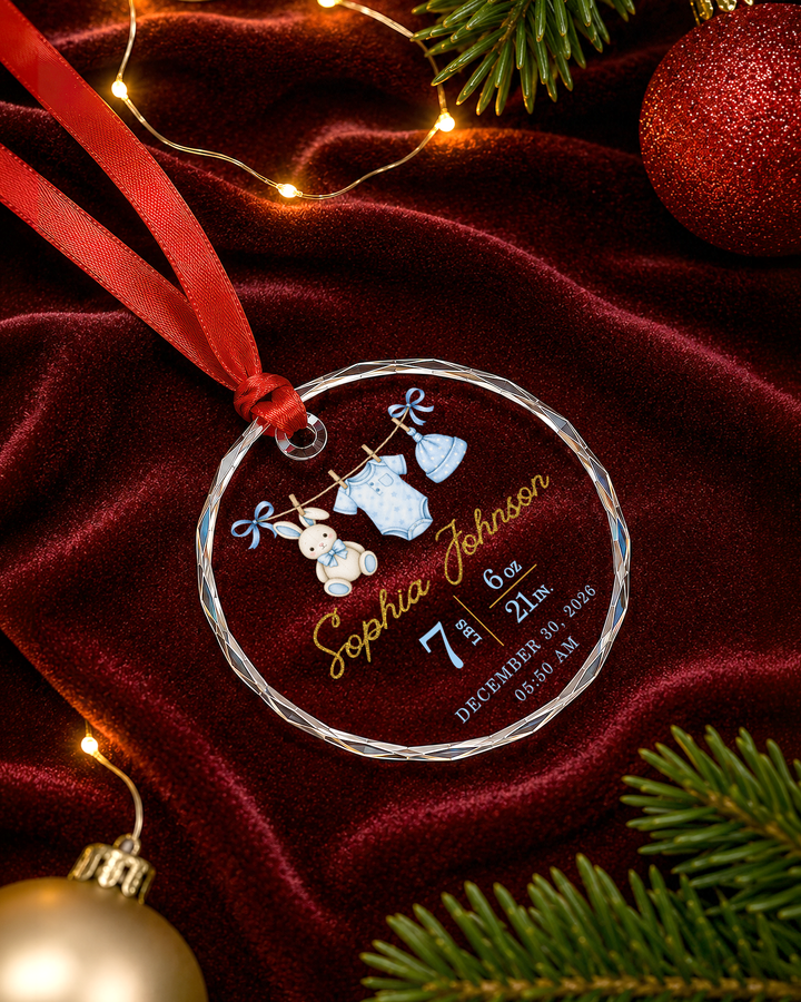 Baby First Christmas Personalized Glass Ornament