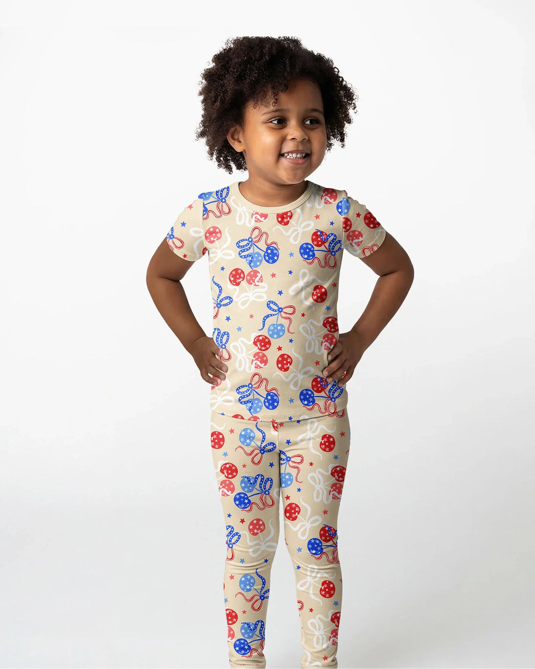 Cherry America 4th of July Bamboo Two Piece Short Sleeve Pajama Set