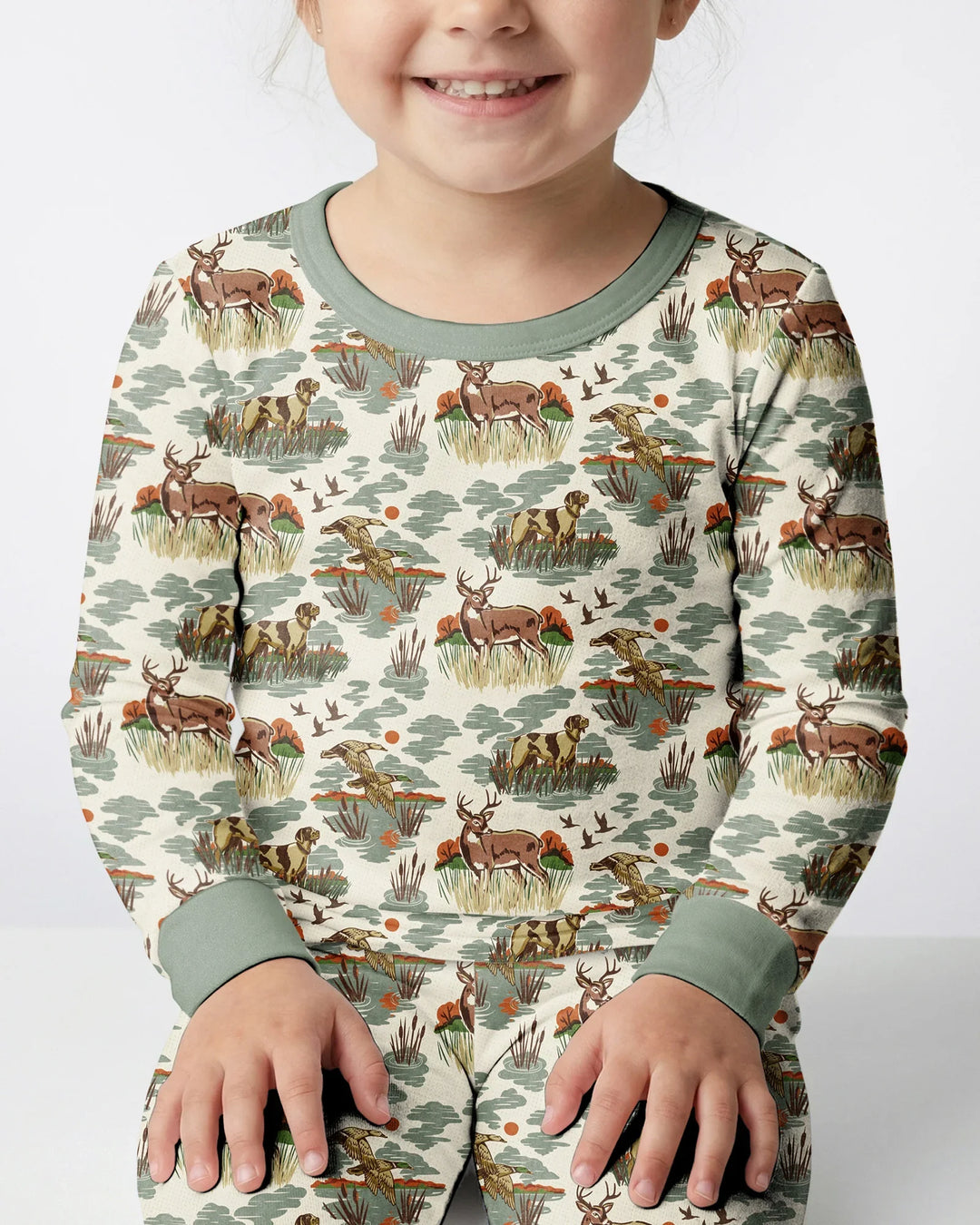 Vintage Hunting Season Daddy& Me Matching Bamboo Two Piece Long Sleeve Pajama Set