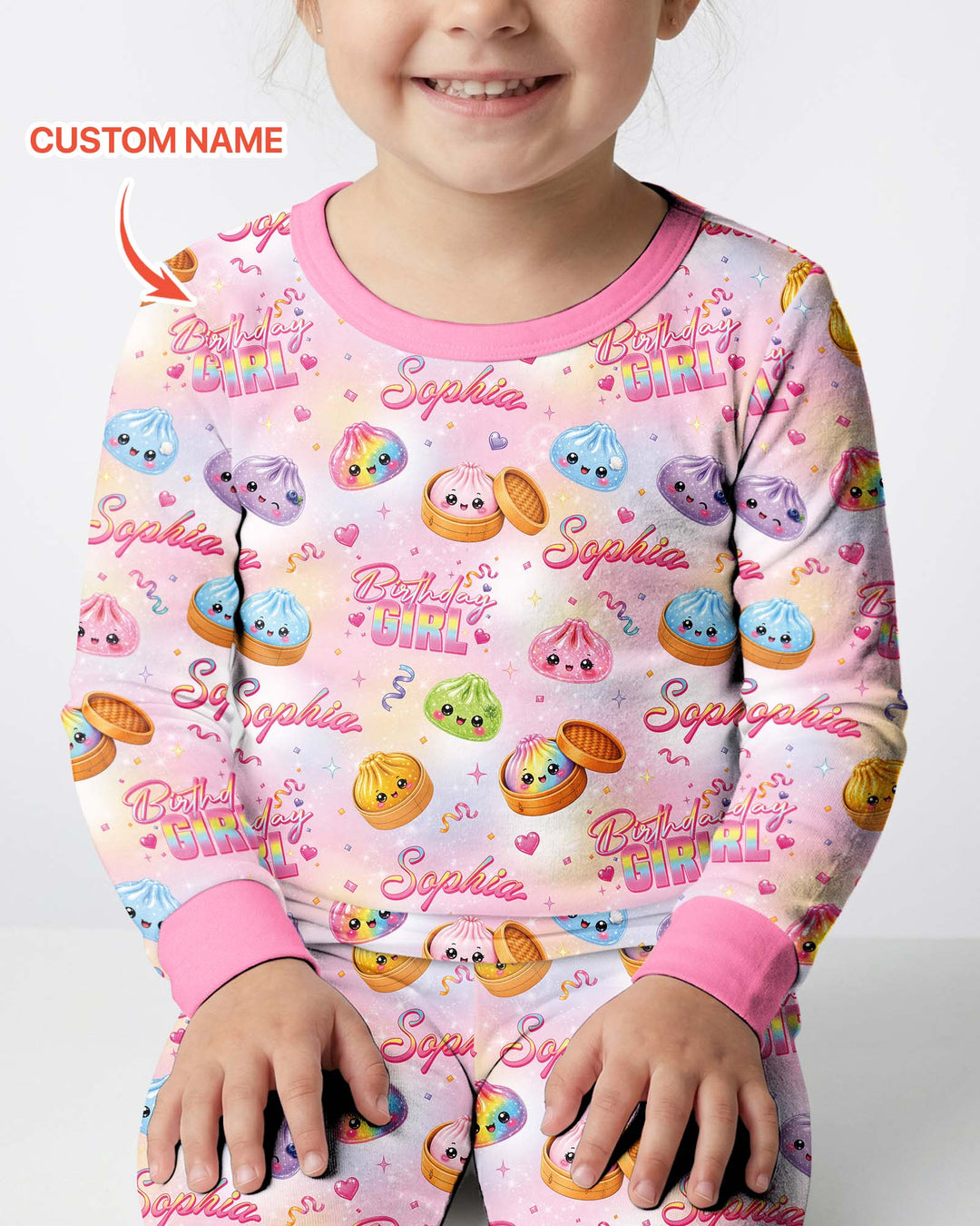 Birthday Girl Glitter Dumpling Bamboo Two Piece Long Sleeve Pajama Set