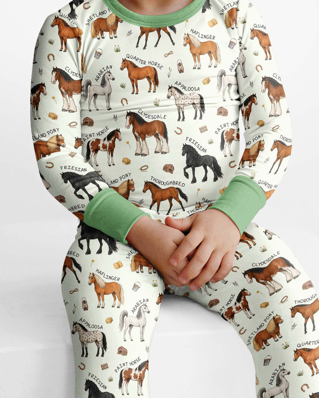 Types Of Horses Bamboo Two Piece Long Sleeve Pajama Set