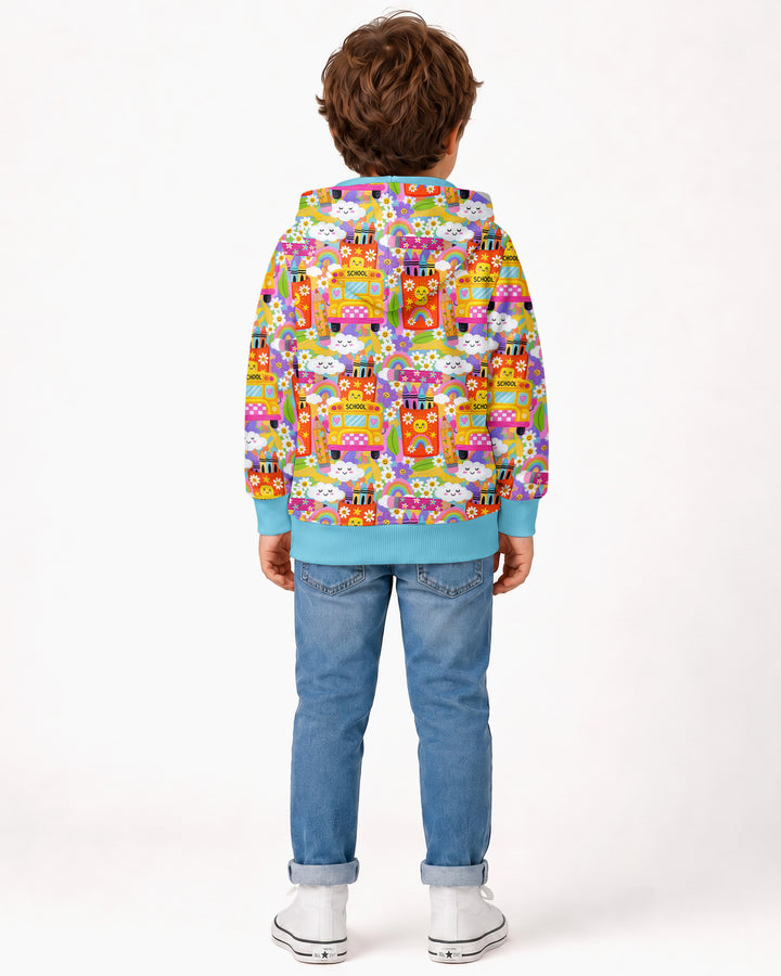Retro Happy Classroom Bamboo Zip Hoodie