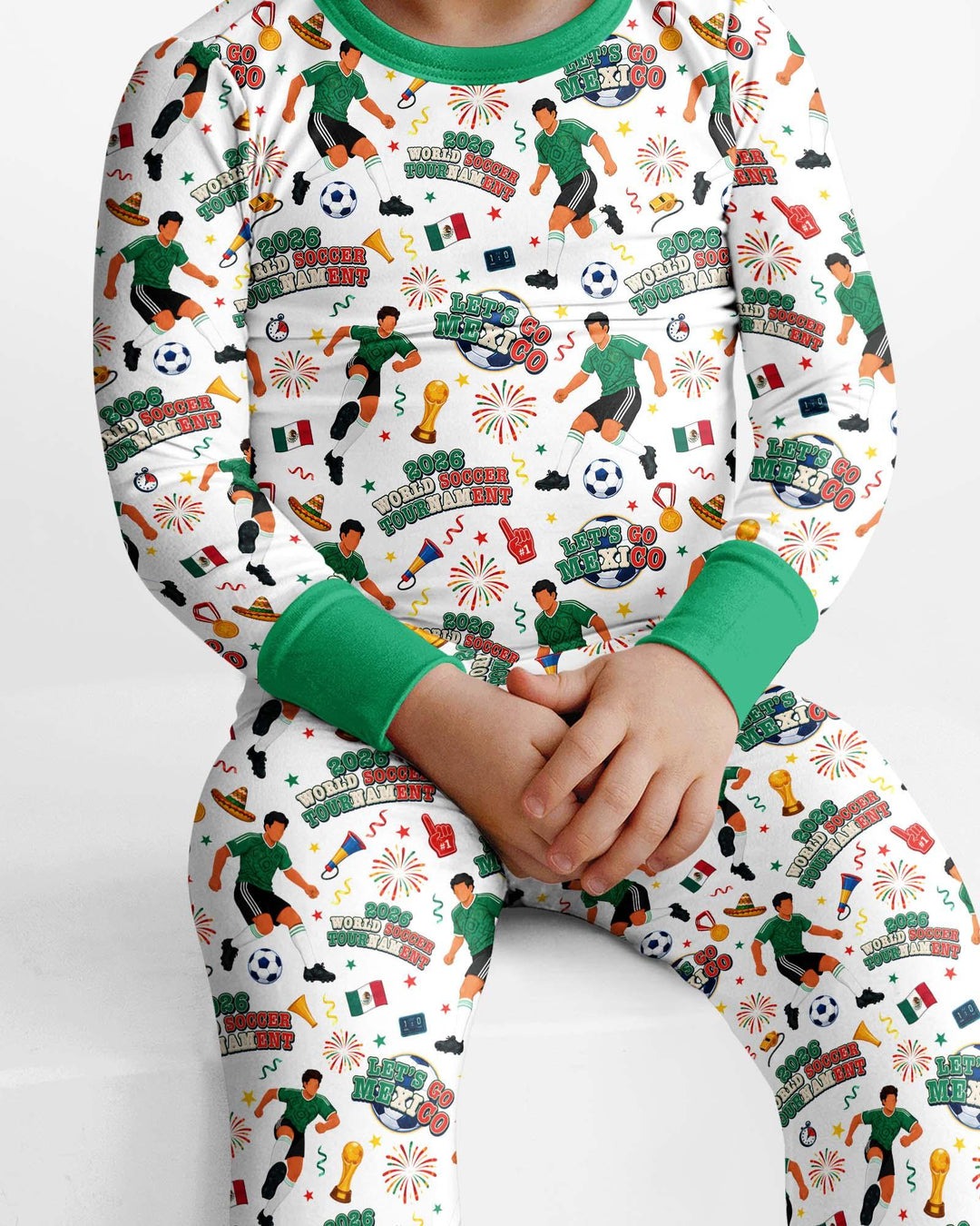 World Soccer Tournament Let's Go Mexico Family Matching Bamboo Two Piece Long Sleeve Pajama Set