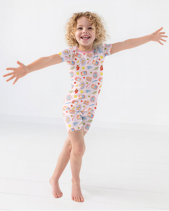 Preppy Sardines Bamboo Two Piece Short Sleeve Shorts Pajama Set