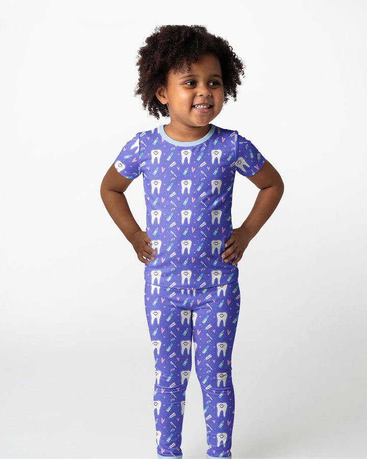 Brushing Teeth Bamboo Two-Piece Short Sleeve Pyjamas Set
