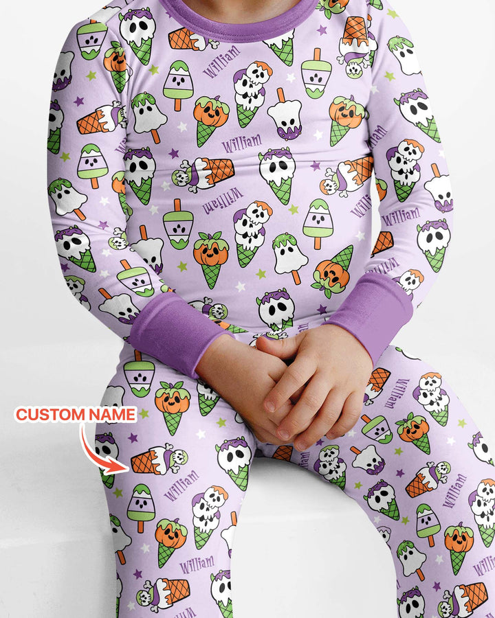 Summerween Ice cream Bamboo Two Piece Long Sleeve Pajama Set