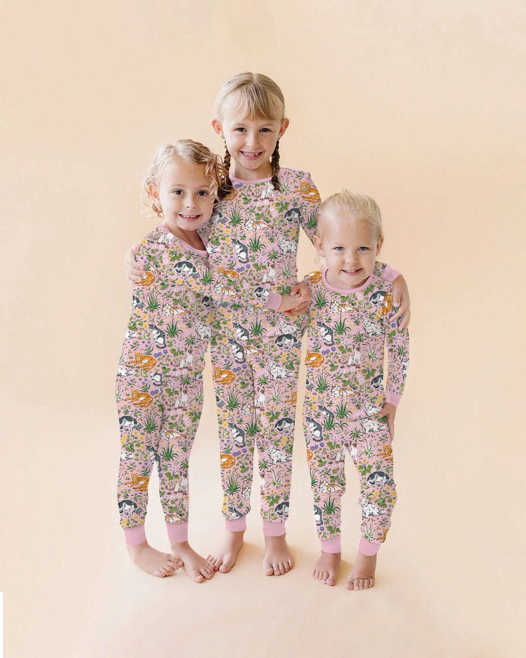Kitten Garden Family Matching Bamboo Two Piece Long Sleeve Pajama Set