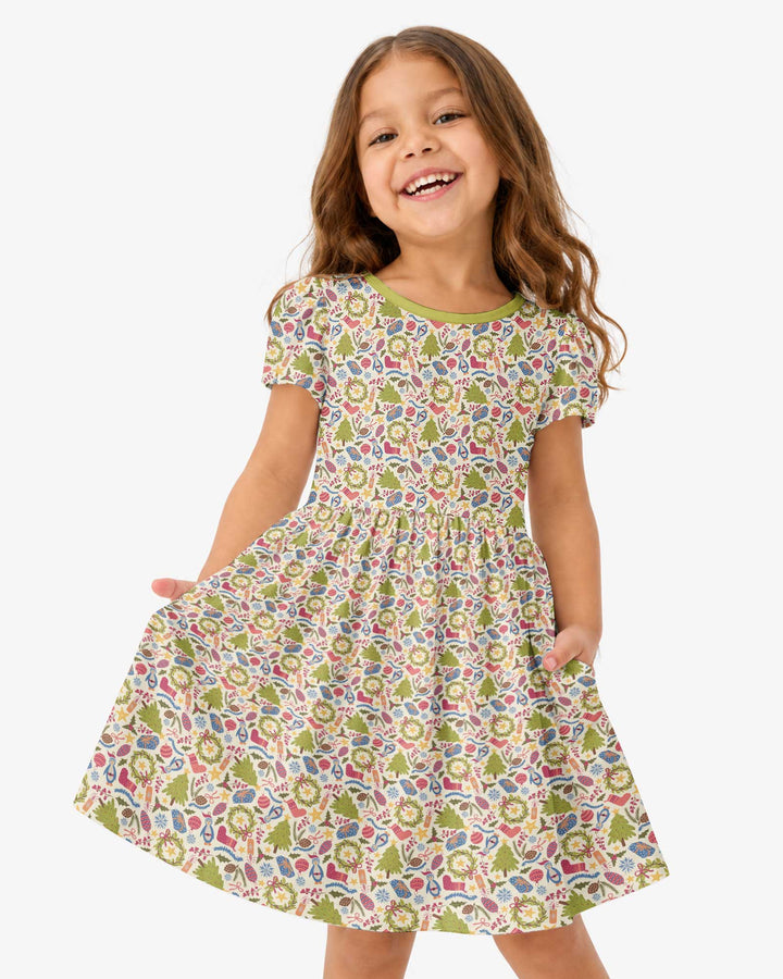 All Over Christmas Fun Bamboo Twirl Dress