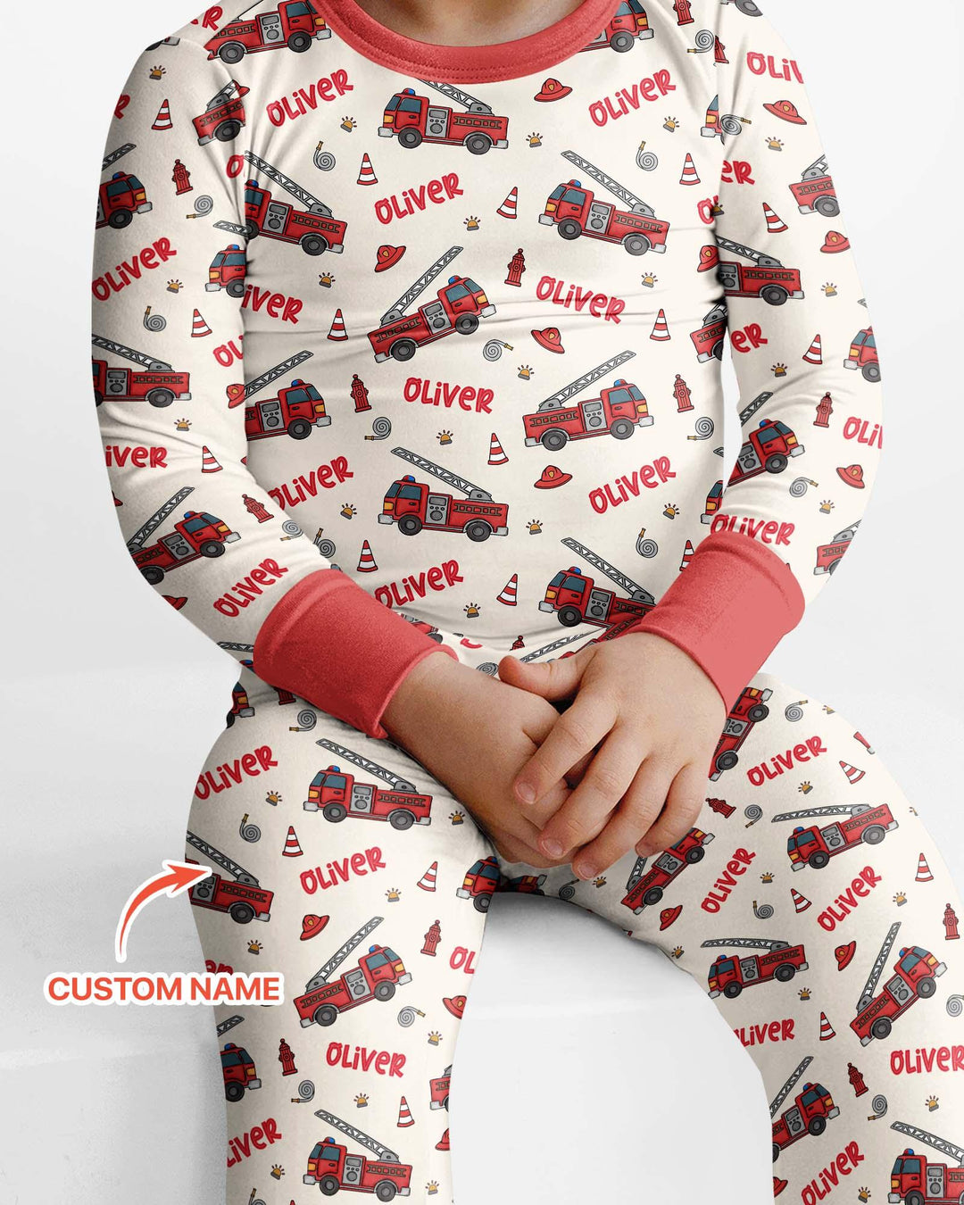 Custom Name Future Firefighters Bamboo Two Piece Long Sleeve Pajama Set
