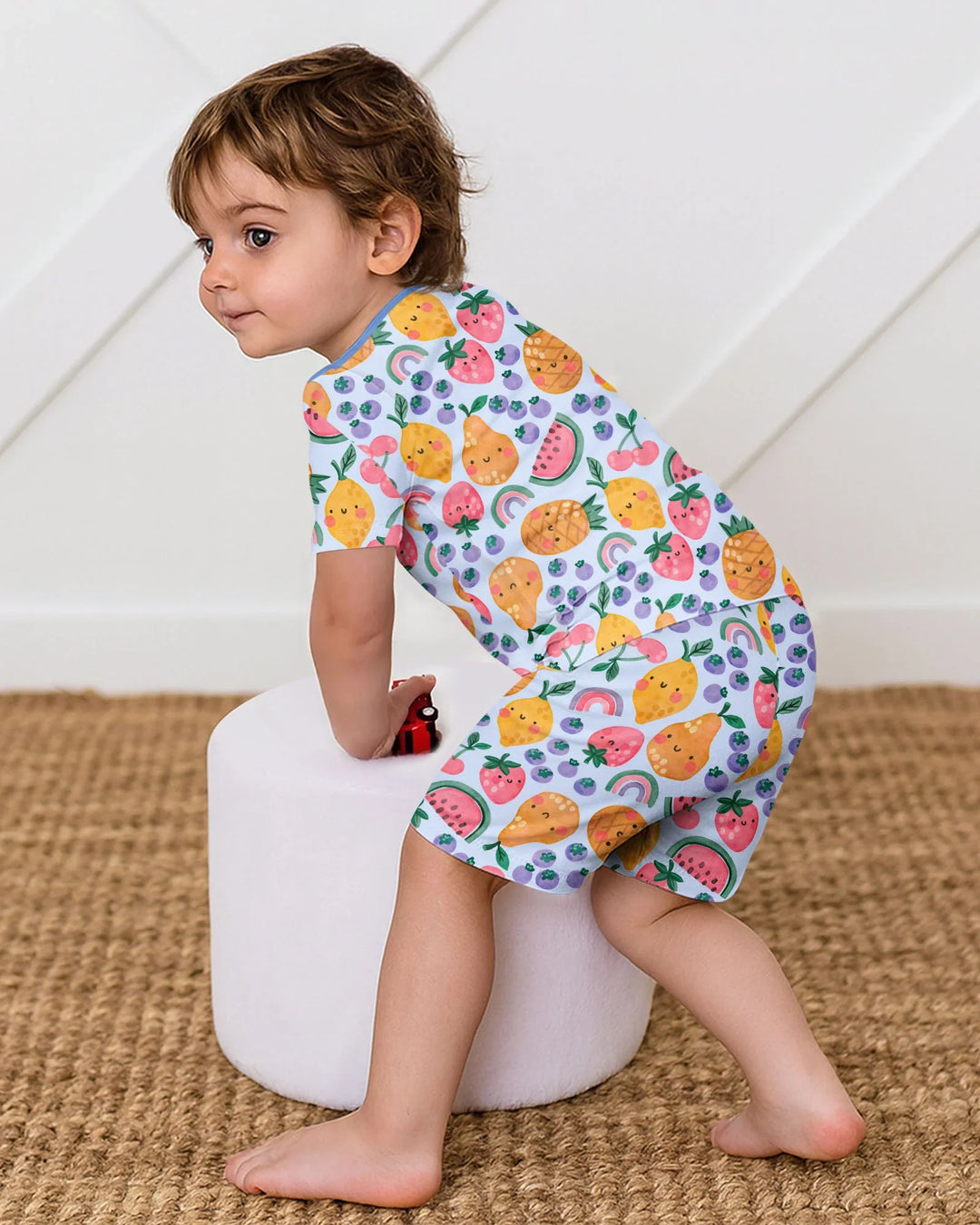 Fruitie Cuties Family Matching Bamboo Two Piece Short Sleeve Shorts Pajama Set