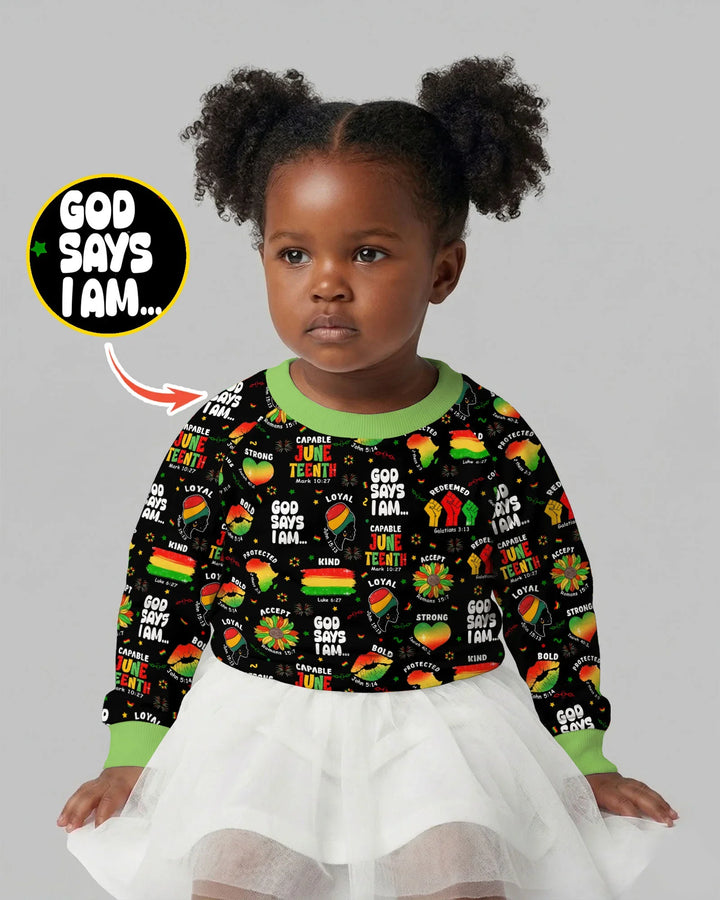 God Says I Am Juneteenth Blessings Bamboo Crewneck Sweatshirt
