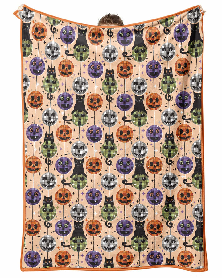 Groovy Halloween Disco Cat Bamboo Blanket