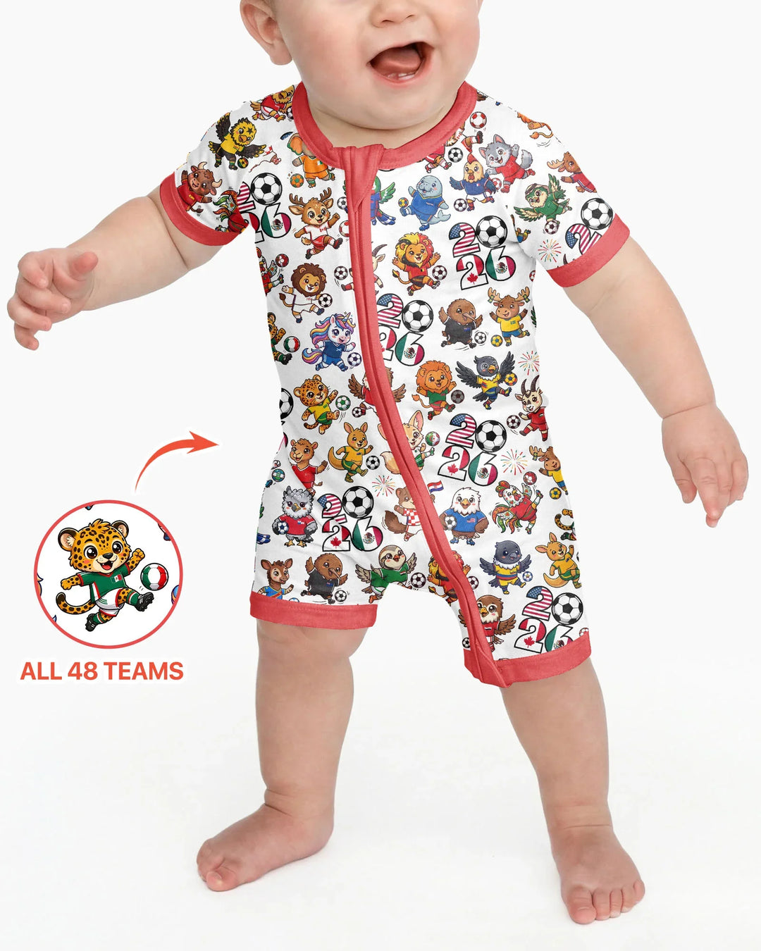 Kawaii Animals Soccer Tour 2026 Family Matching Bamboo Shorty Zippy