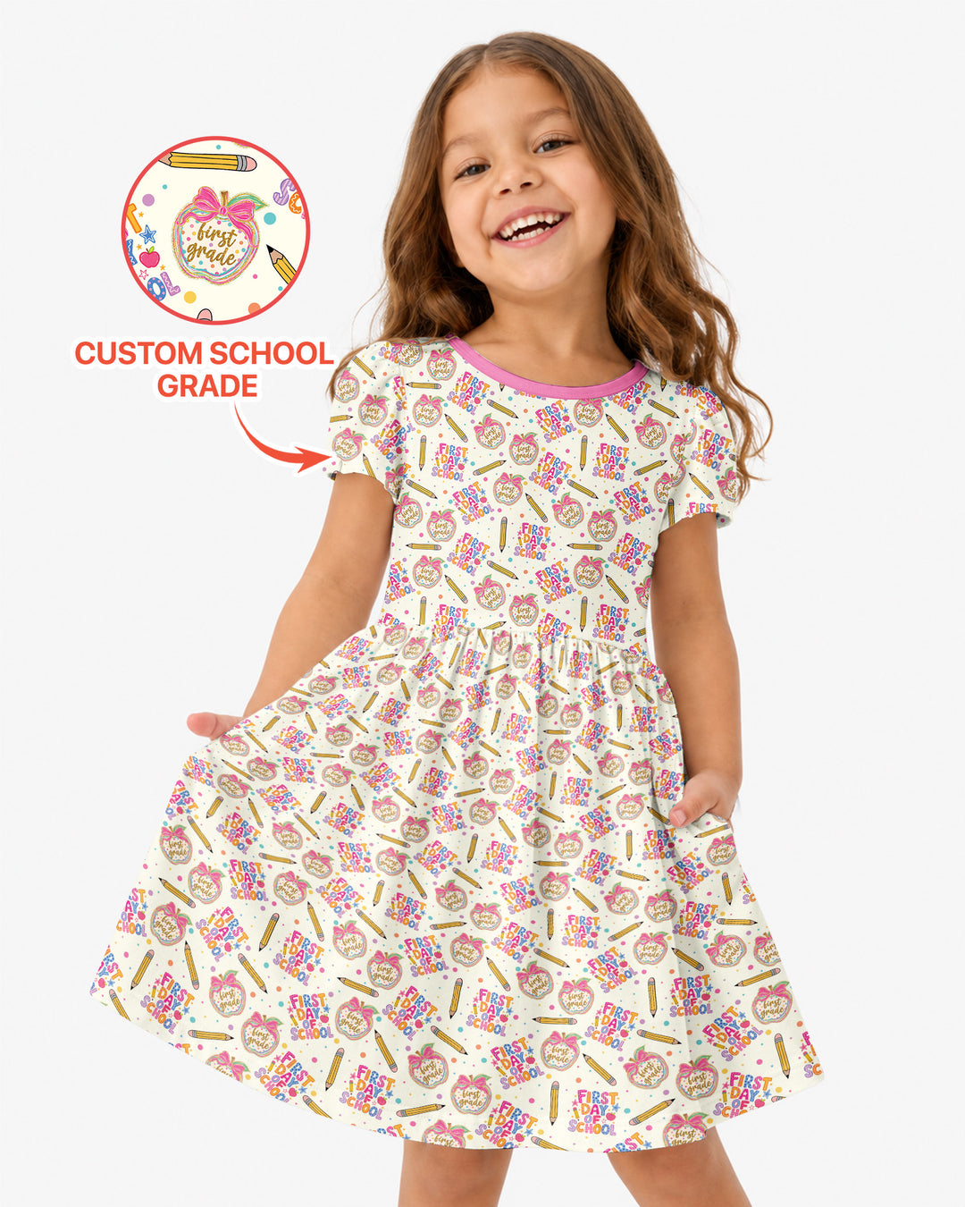 Custom School Grade First Day Cutie Bamboo Twirl Dress
