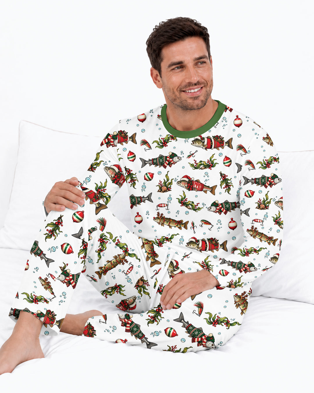 Christmas Trout Fishing Bamboo Men's Pajama Set
