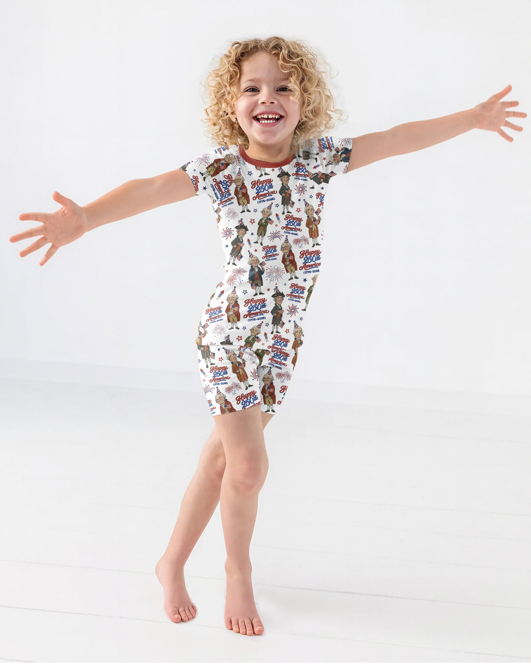 Party Like It's 1776 Family Matching Bamboo Two Piece Short Sleeve Shorts Pajama Set