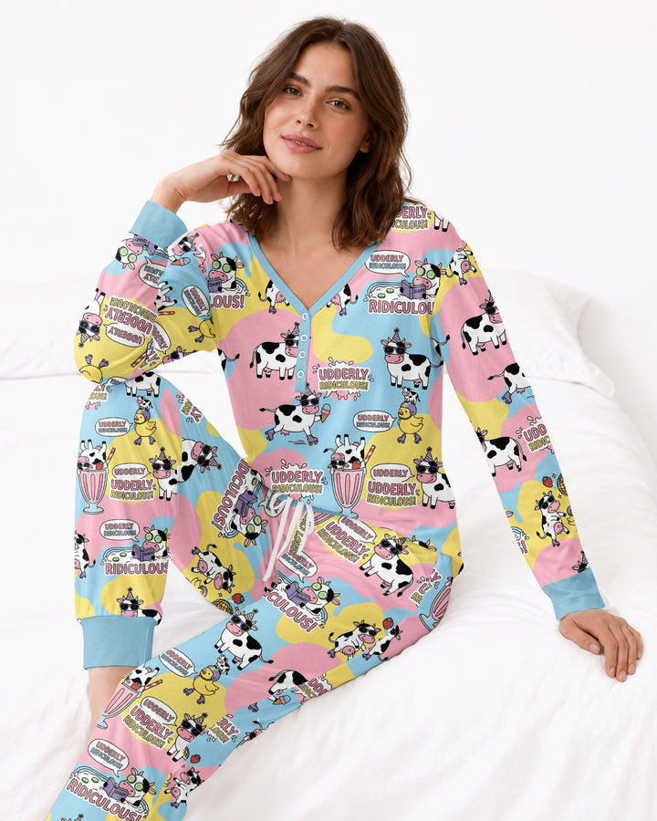 Too Ridiculous To Moo Bamboo Women Pajama Set